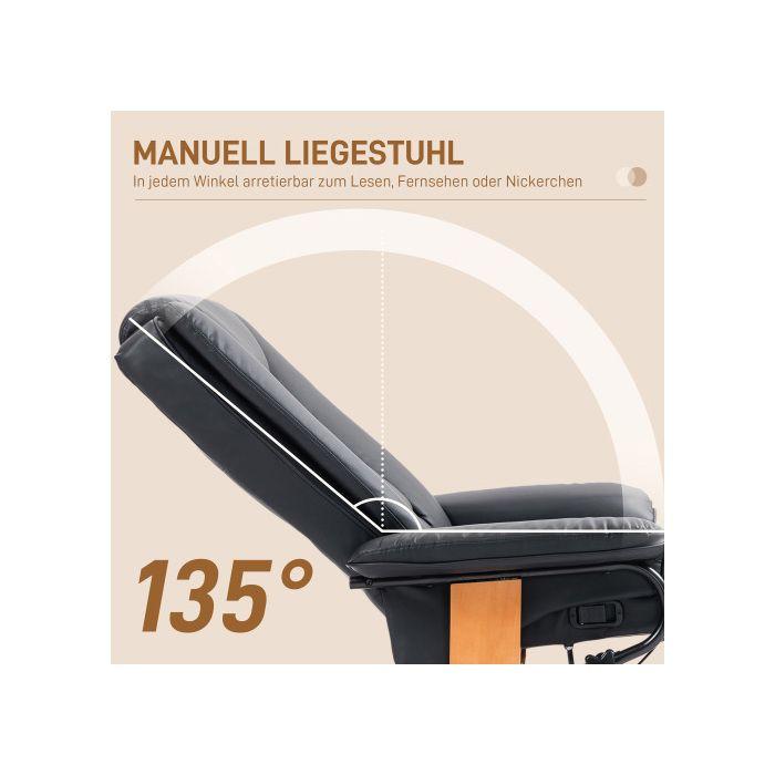 Fernsehsessel - MUVOE - Verstellbar und drehbar - Schwarzes Leder - Max. Belastung. 150 kg - Ultimer Komfort