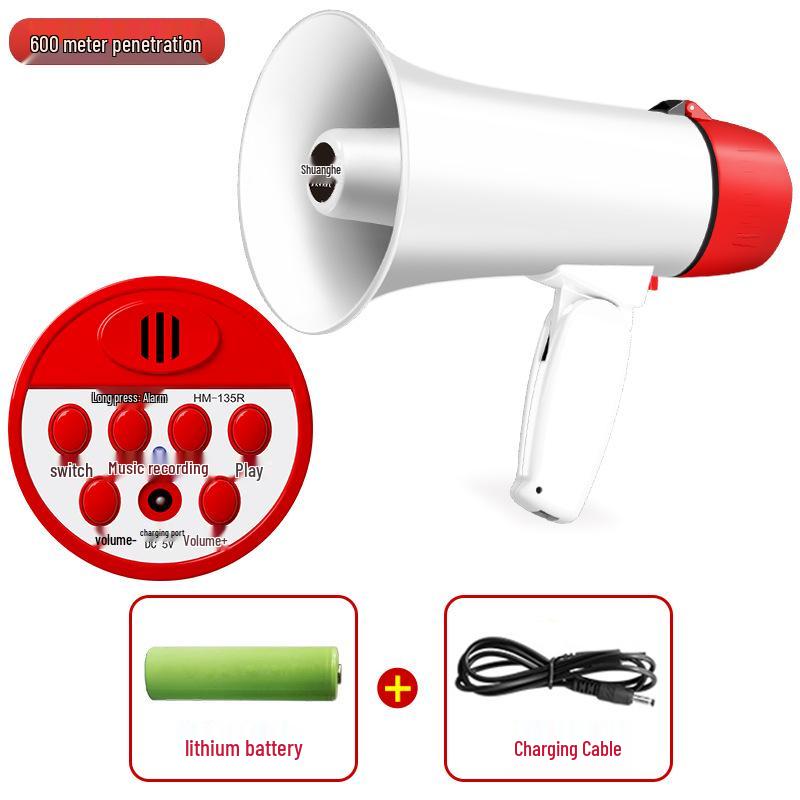 Handheld Outdoor Loudspeaker Megaphone for Street Vendors with Recording and Rechargeable Features