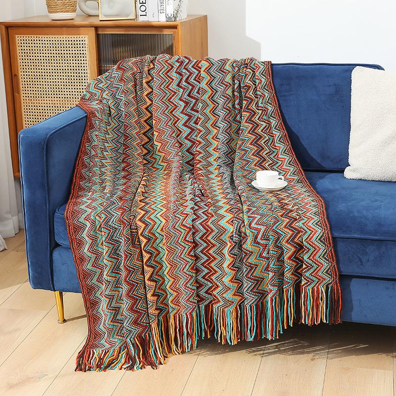 Bohemian Sofa Blanket Cover Blanket Nordic Blanket Summer Knitted Blanket Office Shawl Lunch Nap Blanket Air Conditioning Blanket