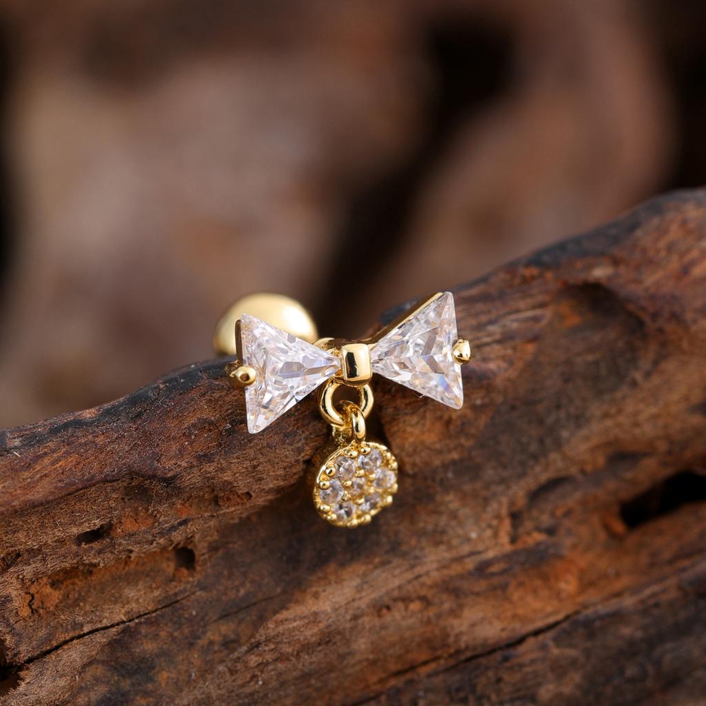 10Pcs/Set 20G Gold Cartilage Earring CZ Tragus Earring Bear Spider Design Helix Stud Rings Conch Ear 316L Steel Piercing Jewelry
