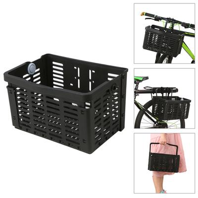Folding Bike Basket Detachable Plastic Bike Handlebar Front Basket Bicycle Rear Rack Hanging Basket