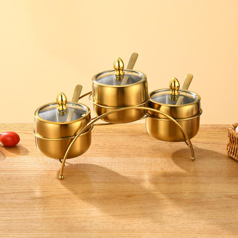 Stainless Steel 304 Korean Style Seasoning Jar Set for Home, Cafeteria, or Hotel Use