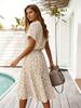 2025 Summer New V-Neck Polka Dot Long Dress with Tie