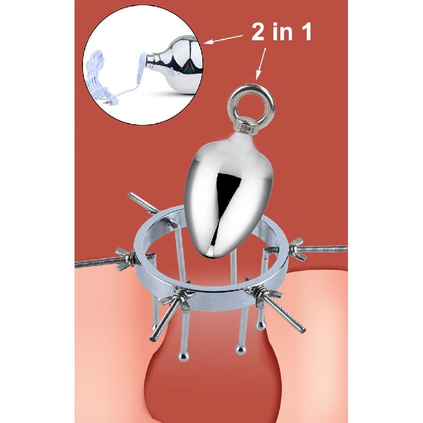 SM Erotic Electro Shock Vaginal Ball Dilator Adjustable Metal Anal Expander Pussy Huge Anal Plug Electric Stim Sex