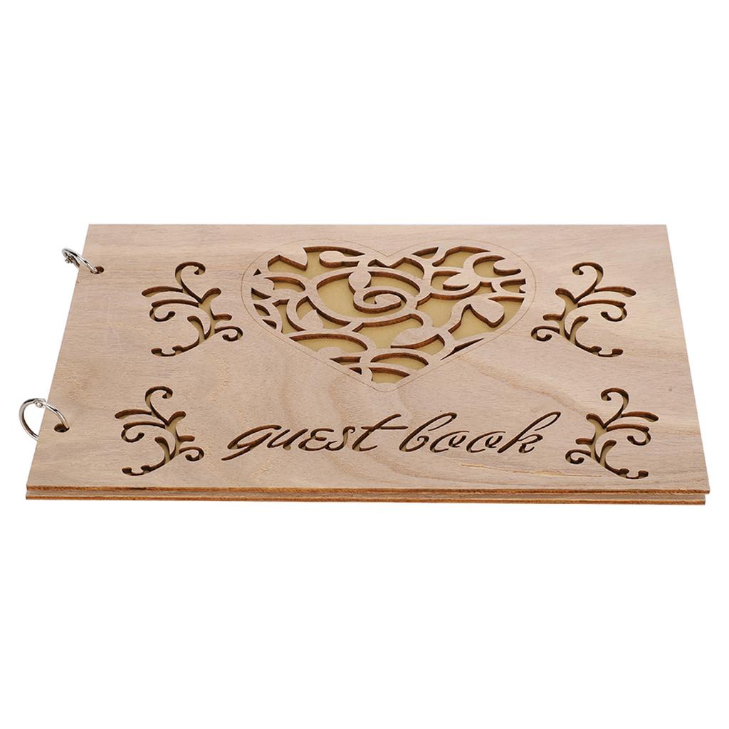 Wooden Wedding Guest Book Album Message Notebook for Wedding Engagement DecorationType 3