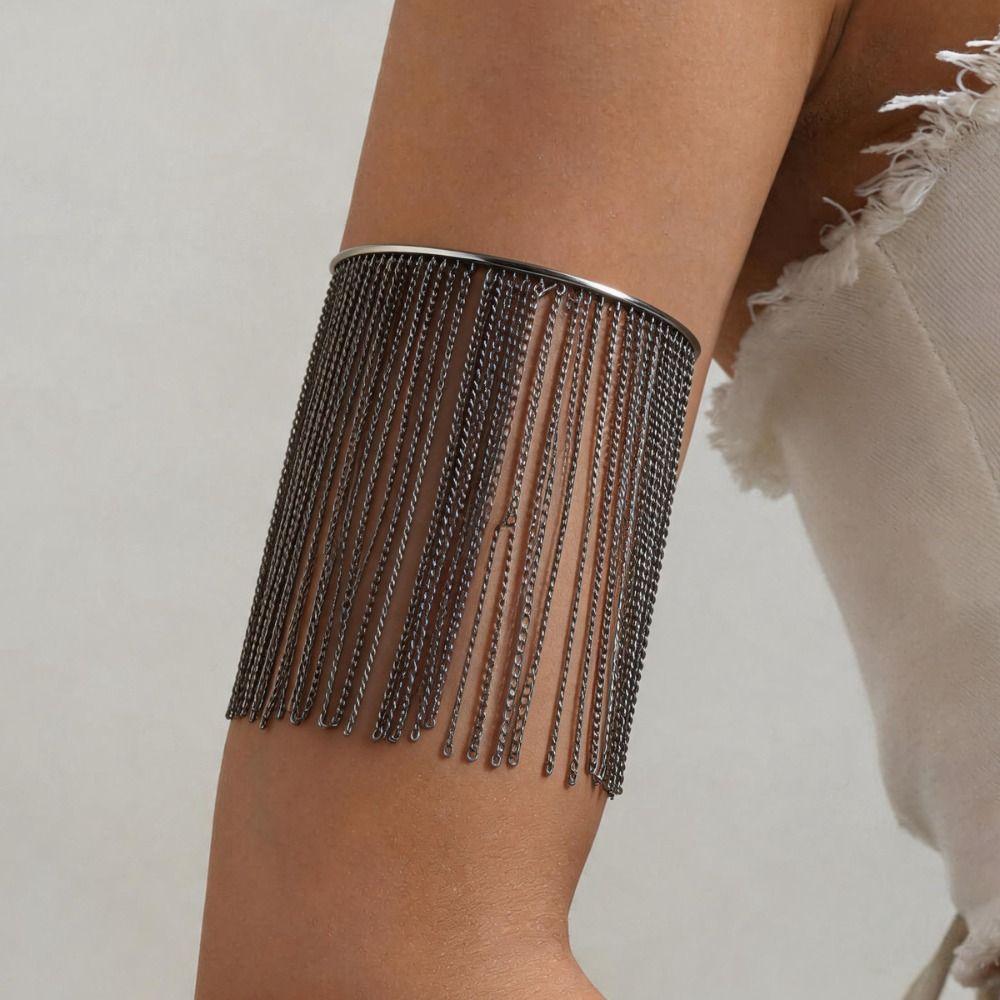 Adjustable Alloy Arm Cuff Bracelet Exquisite Design Fringe Arm Cuff Body Chain Party Wear