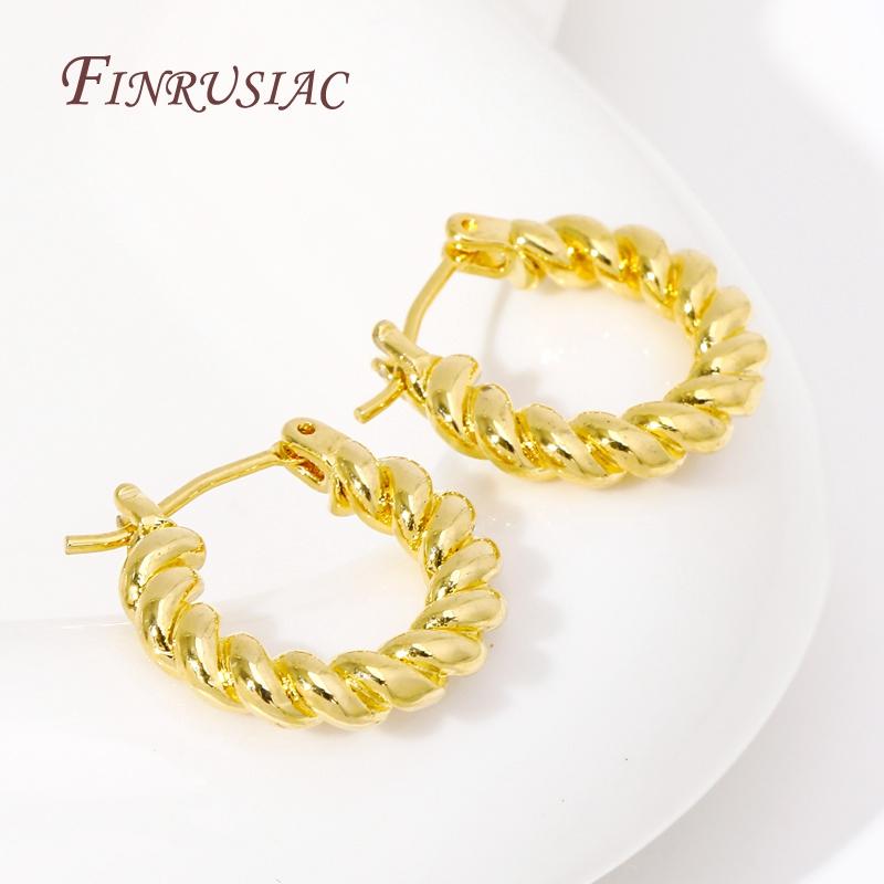 Fashion Round Twist Earrings Female 18K Gold Plated Creative Textured Circle Earrings For Women Huggie Earrings Jewelry Gifts