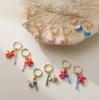 Colorful Enamel Seashell Starfish Huggie Hoop Earrings 18K Gold Plated Brass Summer Dangle Earrings for Women Beach Vacations