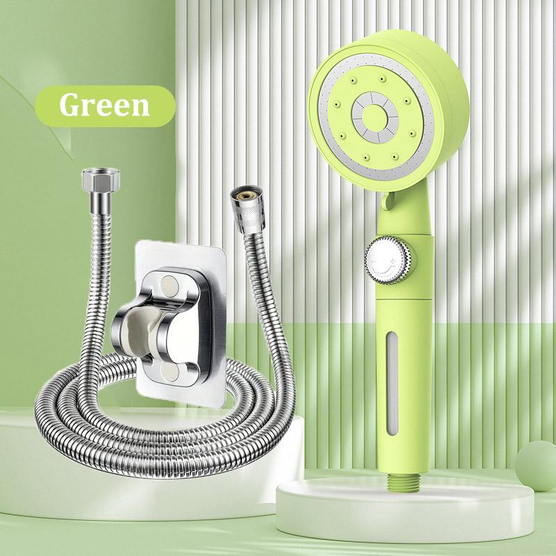 Candy Color Five-speed Booster Shower Head One-button Water Stop Filter Handheld Shower Set Home Bathroom