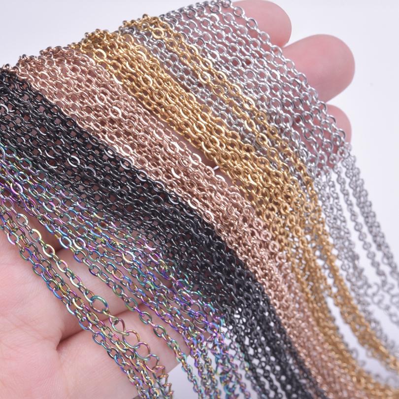 10Pcs Link Chain On The Neck Necklace For Women Men Accessories Stainless Steel Jewelry High Quality Width 1.62Mm Choker Collar