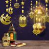 8Pcs Paper Garland Hanging Banner Pendant Star Moon Design Eid Mubarak Banner  Home Decor