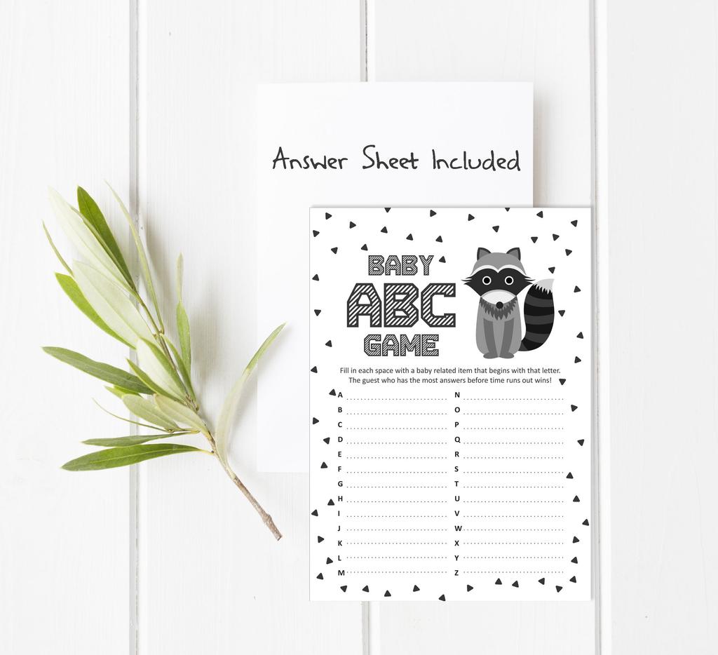 Inkdotpot Jungle Animals Baby Shower Game Set Of 50 Baby Alphabet ABC Game Party