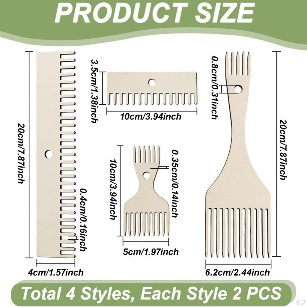 Wooden Weaving Loom Comb Kit Tapestry Beater Comb, Accessories Woven Making Crafts for Rug,