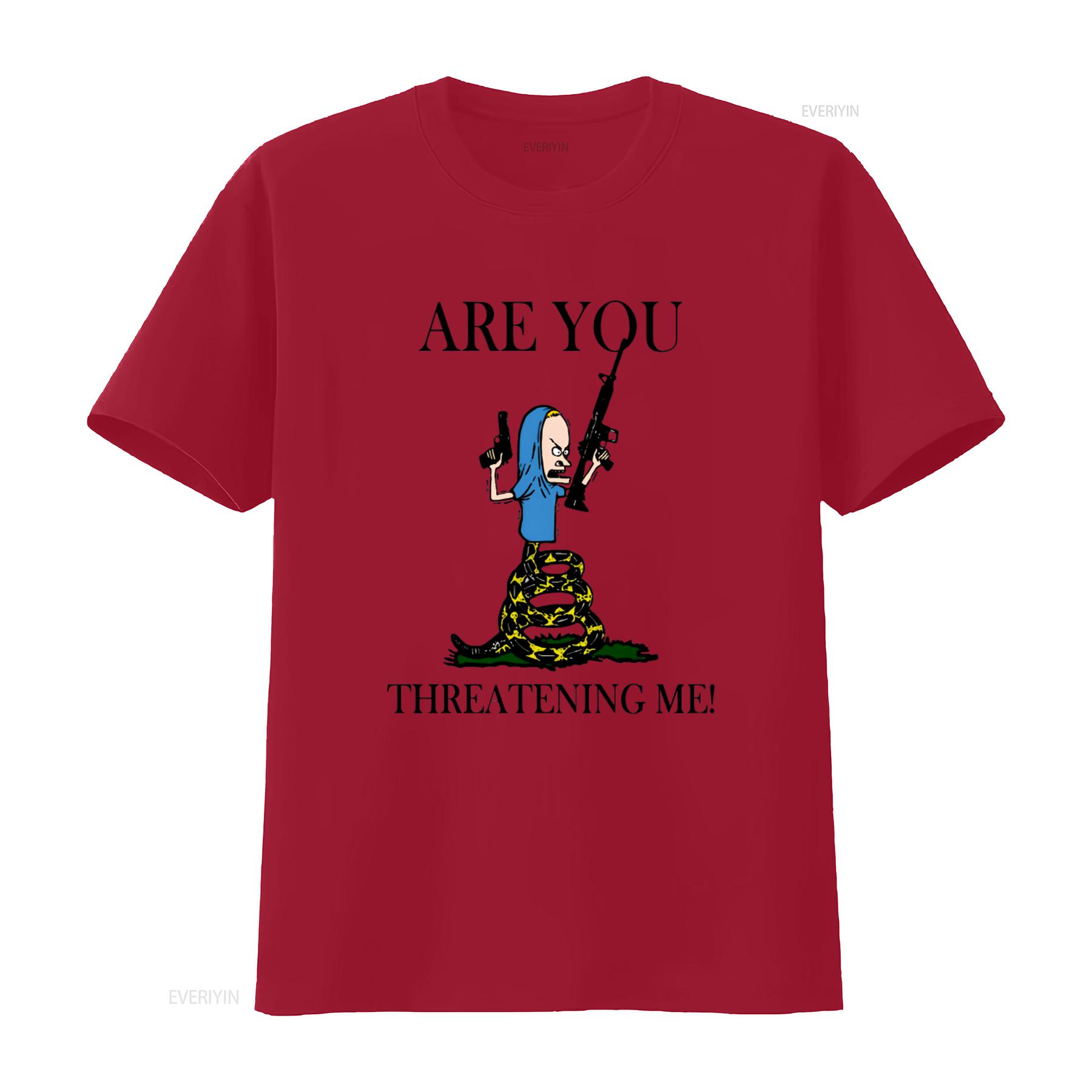 Are You Threatening Me Halloween Welcome T Shirt Beavis And Butthead Funny Print vintage Washed graphic Unisex Stretched S