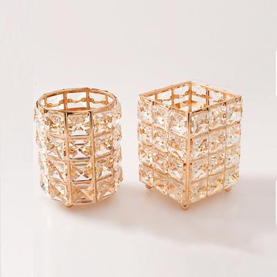 Home Decoration Golden Mini Candle Holders Crystal Candle Jars Set for Tea Light Wedding Valentine's Day