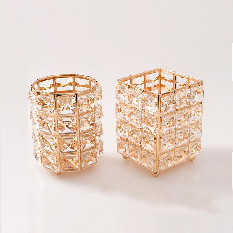 Home Decoration Golden Mini Candle Holders Crystal  Candle Jars Set for Tea Light  Wedding Valentine s Day (Gold,as picture)