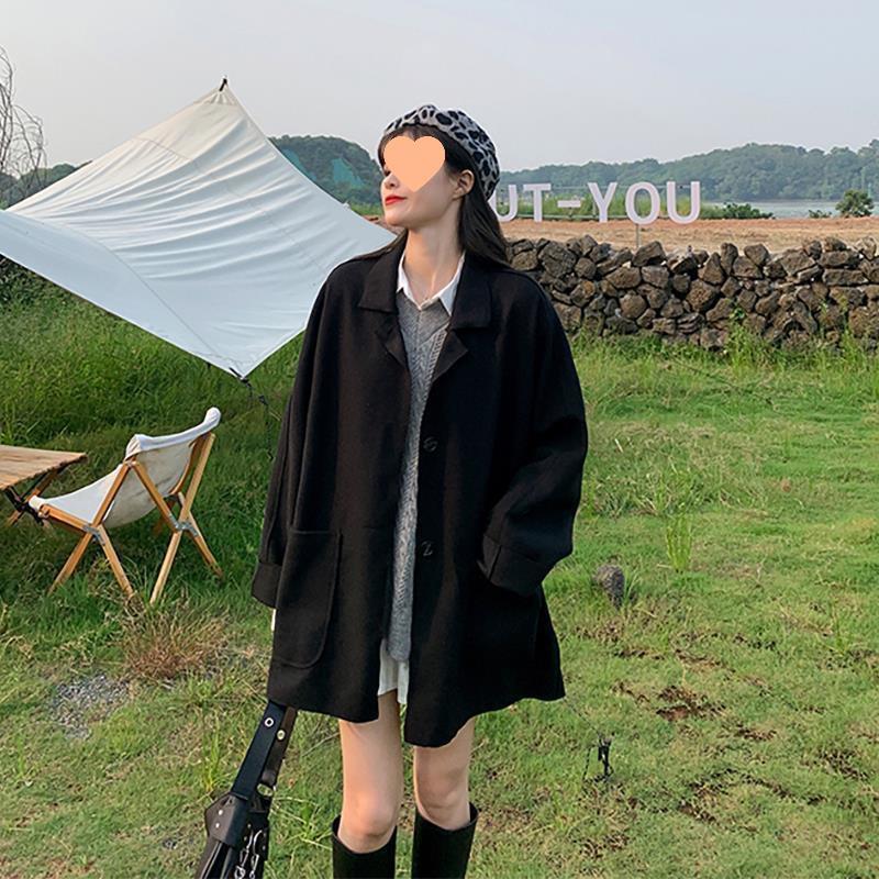 2020 Korean Style Loose Mid-Length Forest Temperament Woolen Coat for Women