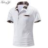 Men's Short-sleeved Lapel POLO Shirt Men's Plaid Color Blocking T-shirt