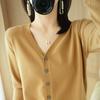 Spring and Autumn Knitted Cardigan Women's V-neck All-match Sweater Thin Short Outer Top Loose Long-sleeved Sweater Jacket