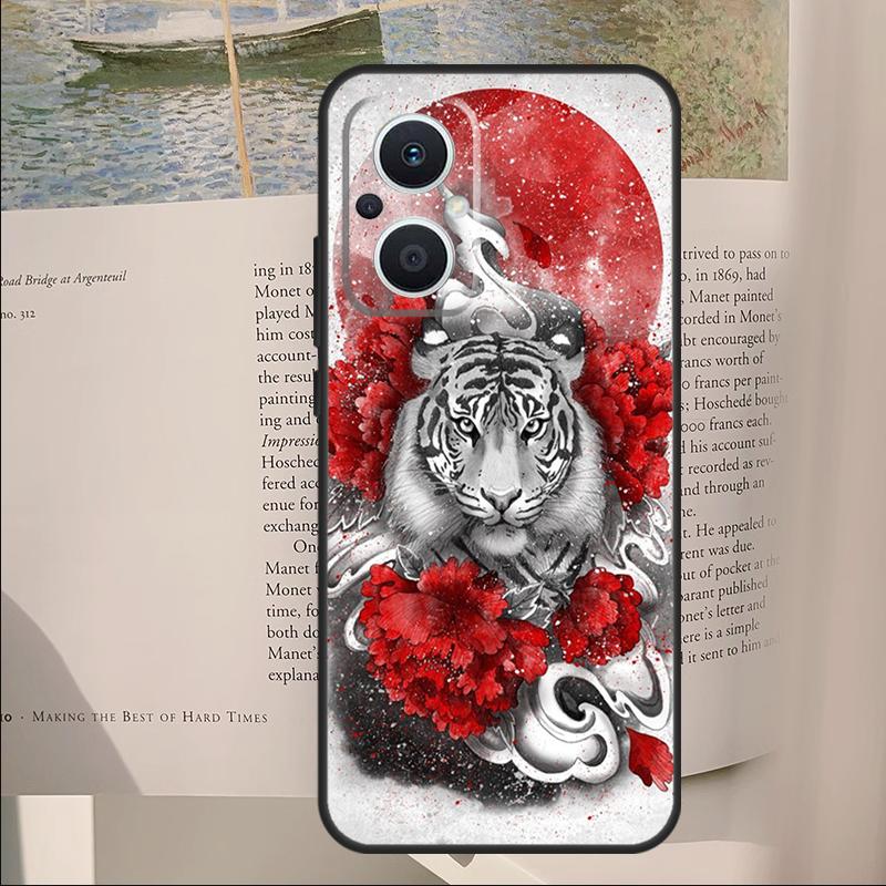 

Tiger Red Sun Japan Art Cover For OPPO Reno 11F 12F 13F 14F 10 11 12 13 14 Pro 7 8 Lite OPPO Find X6 X8 X9 Pro Case OPPO Find X9 Pro