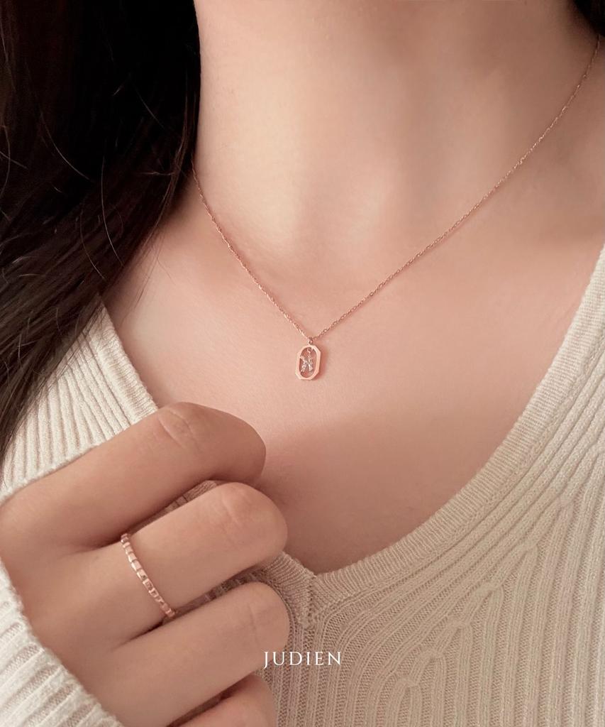 Judien 14K 18K Initial Alphabet Lab-Worn Diamond Necklace (Type A)