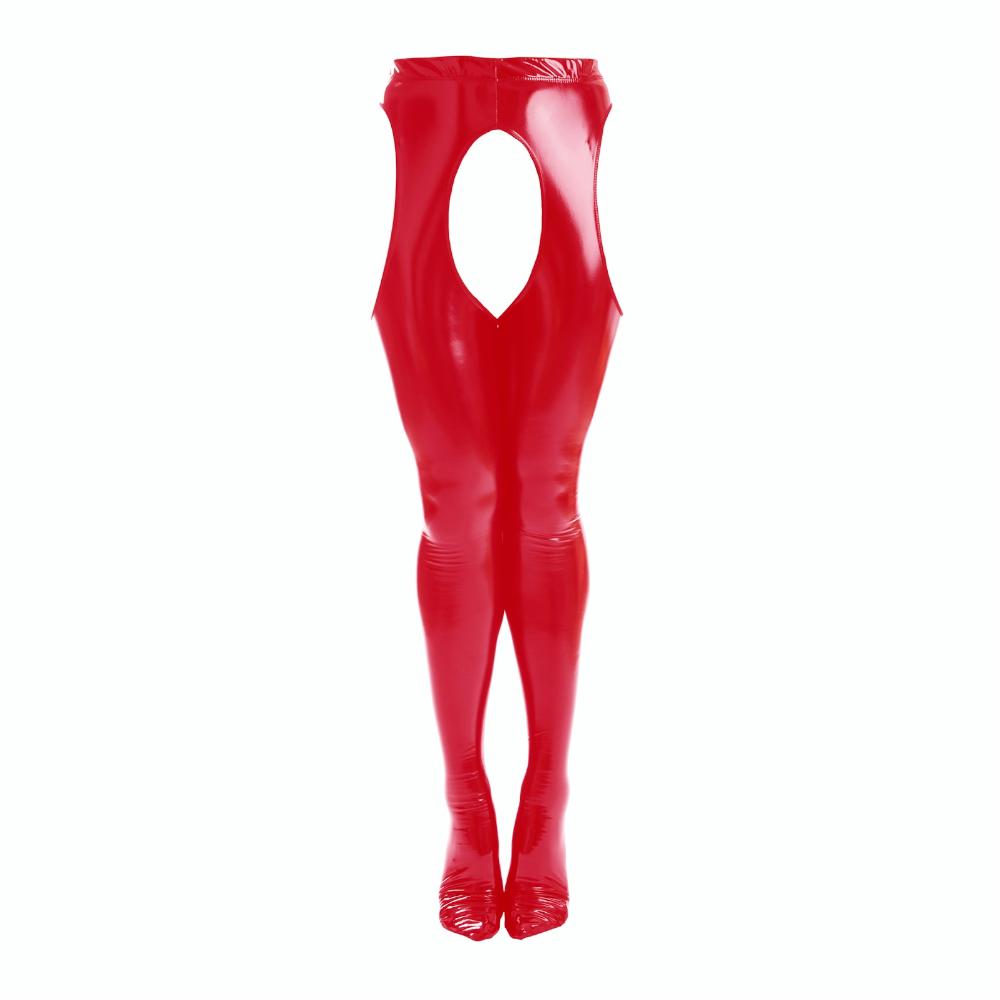 Shiny Leather Pantyhose Solid Colour Glossy Crotchless Stockings