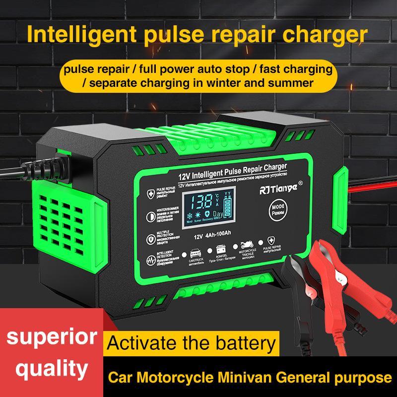 12V 6A Battery Charger with LCD for Motorcycle, SUV, Car - Pulse Repair Function AU