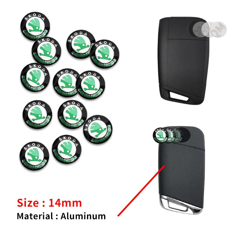 bqfhy4 14mm Car Key Emblem Stickers Keyhole Logo Decals For Skoda Octavia MK2 MK 2 3 A5 A7 A8 Fabia Karoq Superb Rapid Kamiq Scala