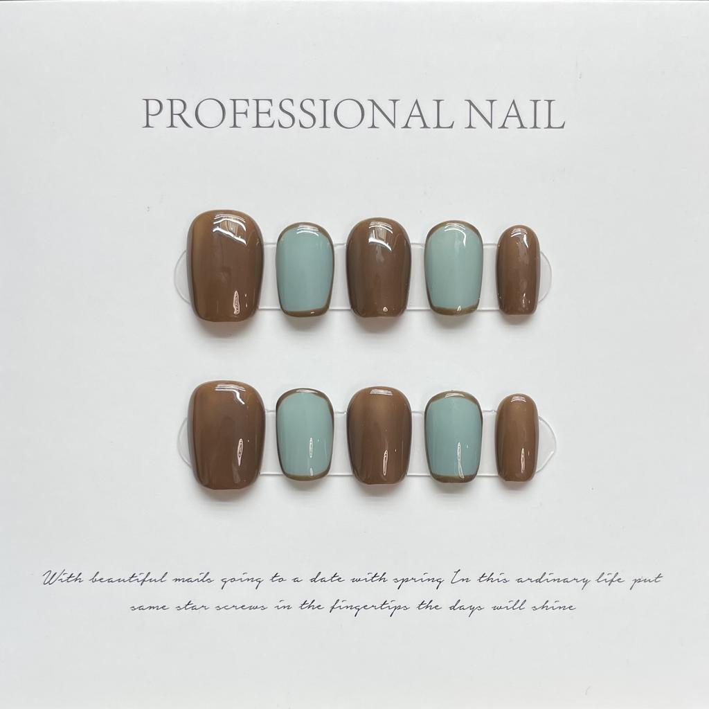 10pcs/set Purely Handmade Wearable Nails Removable Nail Art French Simple False Nails Finished Long and Short Nails