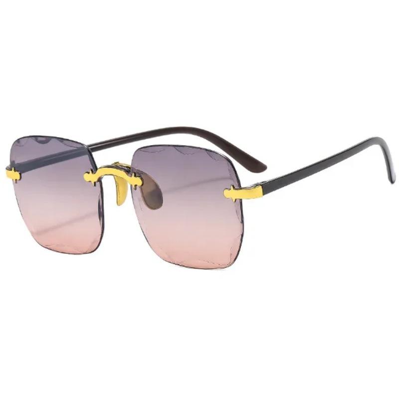 Nové bezrámové slnečné okuliare s rezanými okrajmi Módne letné slnečné clony Dámske priehľadné viacfarebné šošovky UV4 Dámske slnečné okuliare