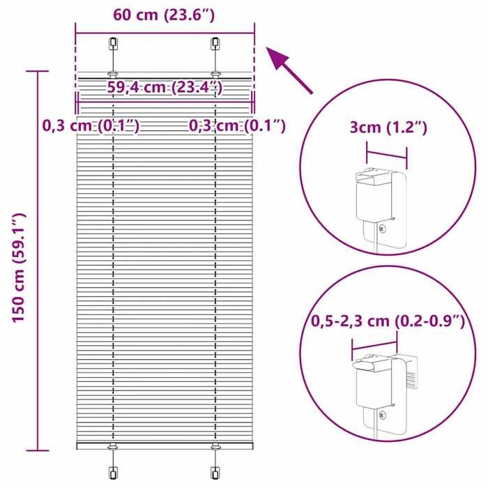 VidaXL Store plissé noir 60x150 cm largeur du tissu 59,4 cm polyester, store plissé de fenêtre, store accordéon, store 4015135