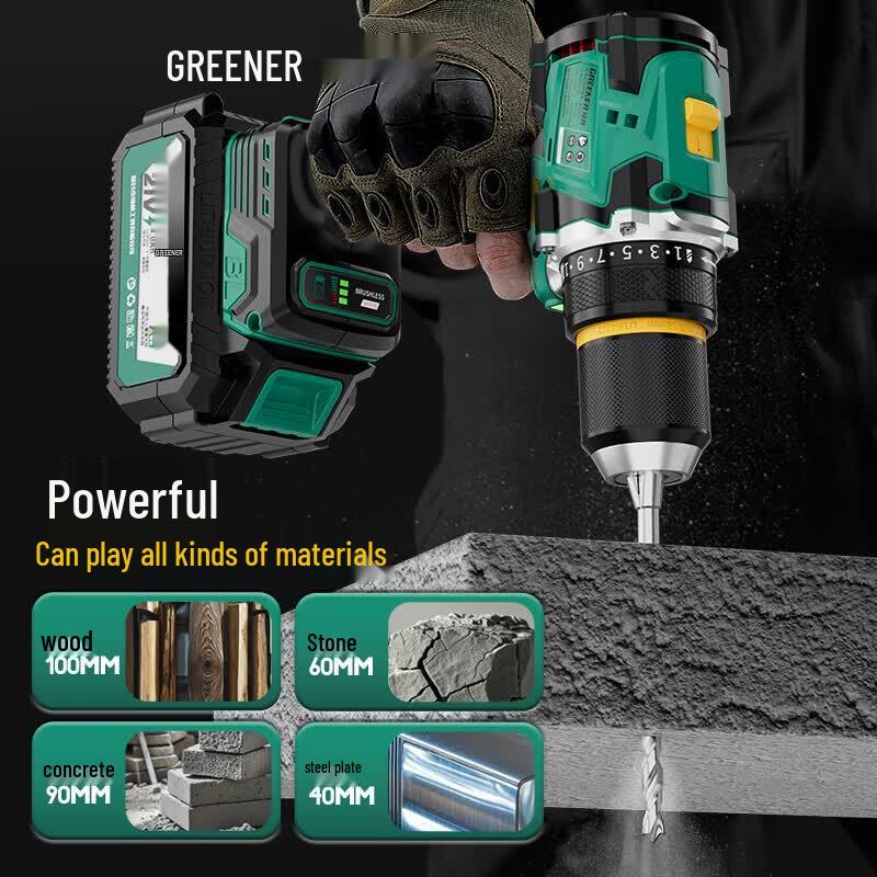 GREENER 21V Brushless Cordless Impact Drill CN plug (adapter included)