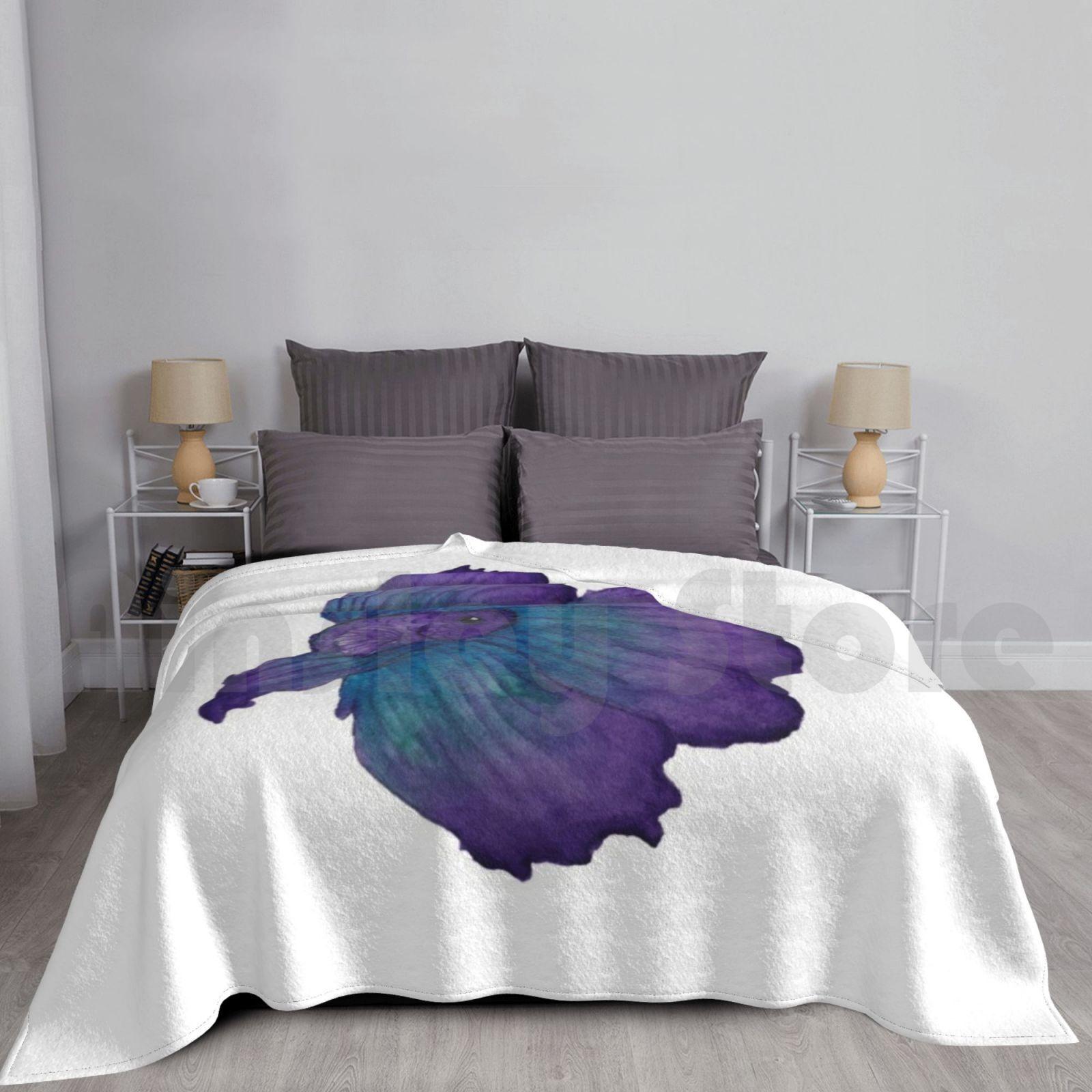 Purple And Turquoise Betta Blanket Fashion Custom Betta Betta Fish Betta Splendens Siamese Fighting Fish Purple Size: 75*100cm, Weight: 230 GSM