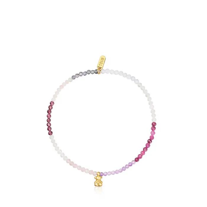 [TOUS] 18K Gold Vermeil Silver Bold Bear Tourmaline Elastic Bracelet 1004273200