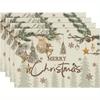 Merry Christmas Placemats Set of 4 Polyester Woven Table Mats 12x18 In Hand Wash Only Rectangular Dining Mat for Holiday