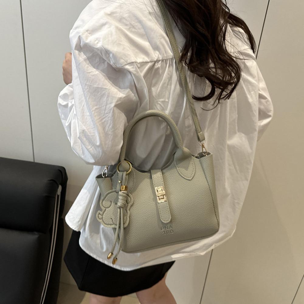 Chic Slant Cross Bucket Bag Cute Women's Tote Bag Korean PU Leather Shoulder Bag  Female