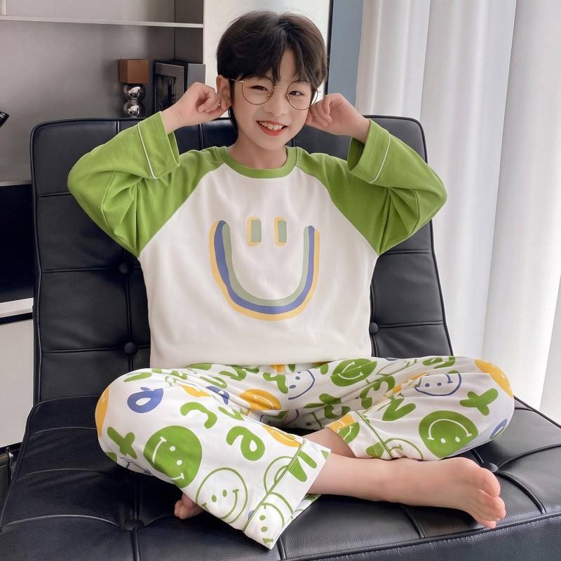 Boys Cotton Pajama Set Long Sleeve Cartoon Print Sleepwear Kids Ages 8 Fall Home Wear