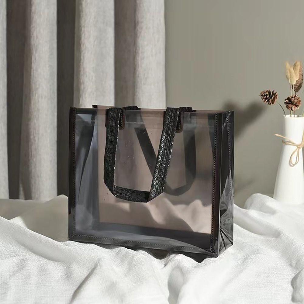 Durable PVC Goodie Bags Translucency Gift Wrapping Gift Bags with Handles Shopping Handbag Home Decor