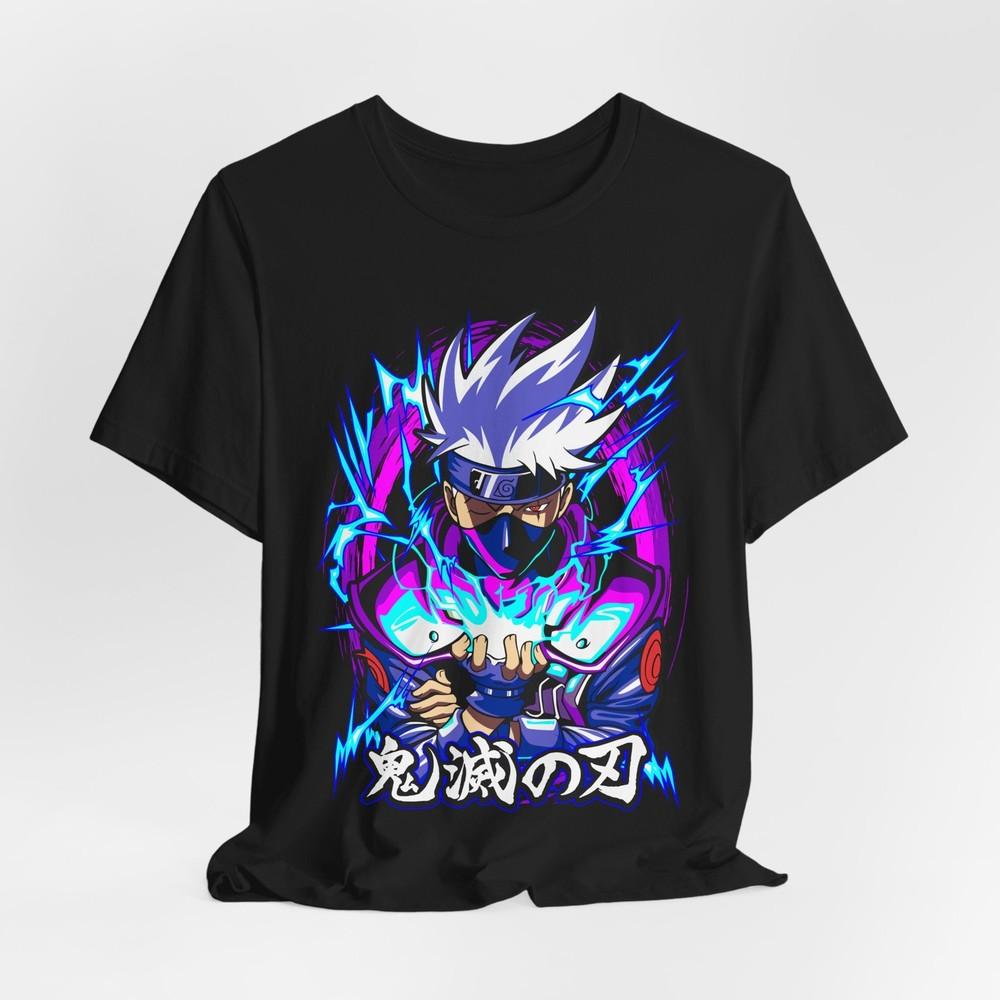 Bright Kakashi Graphic T-Shirt Tee Tops, Anime Shirt, Colorful Short Sleeve Top, Ninja Fan