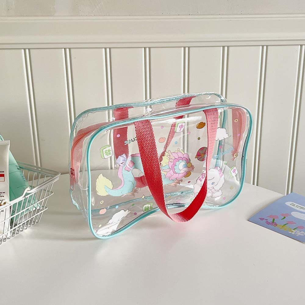 

Cartoon Capybara Transparent Cosmetic Bag Women Handbags Clear Beach Bag PVC Tote Bag Swimming L