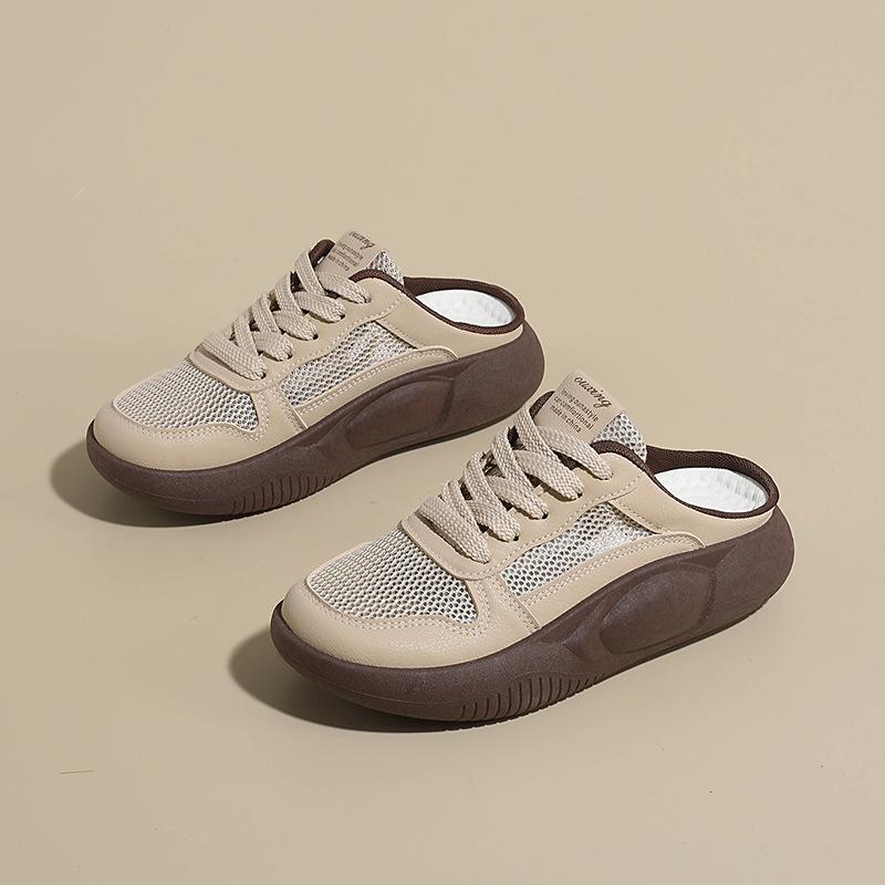 Summer Sneakers for Women Casual Mesh Anti-Slip Walking Shoes Breathable Running Backless Sneakers Women's Outdoor Comfortable Chunky Platform Mules