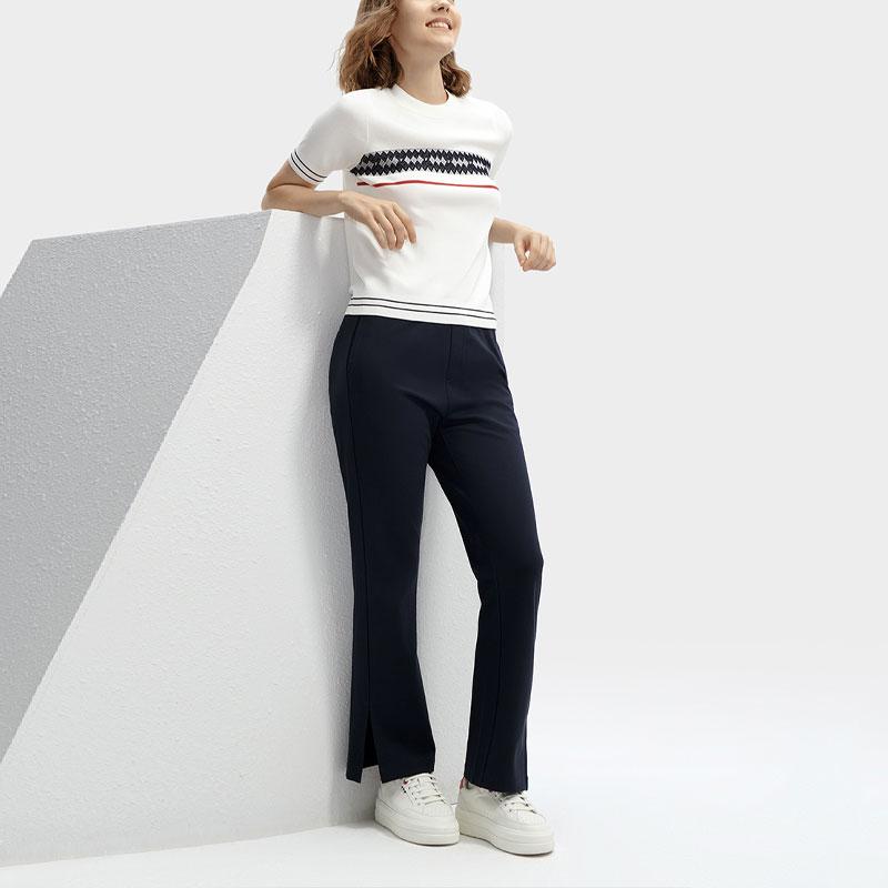 Fila Diamond Casual Round Neck Short Sleeve Knit Top Women Tops Steam-White F11W411404F-IV