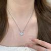 Retro High-End Feeling Full Of Diamond Powder Fritillary Four-Leaf Clover Necklace Niche Design Exquisite And Sweet Temperament Collarbone Chain