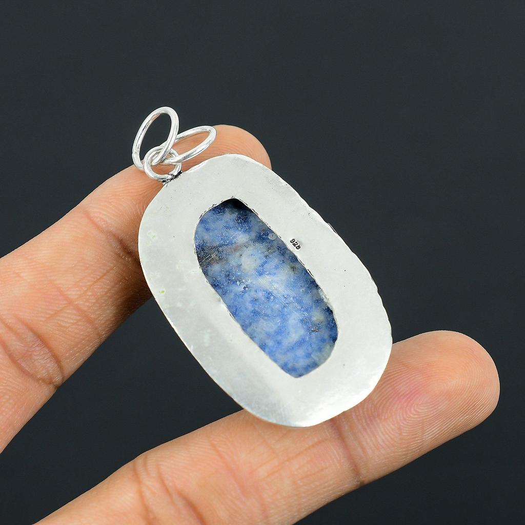 Easter Sale 925 Sterling Silver Sodalite Gemstone Handcrafted Bezel Wife Pendant