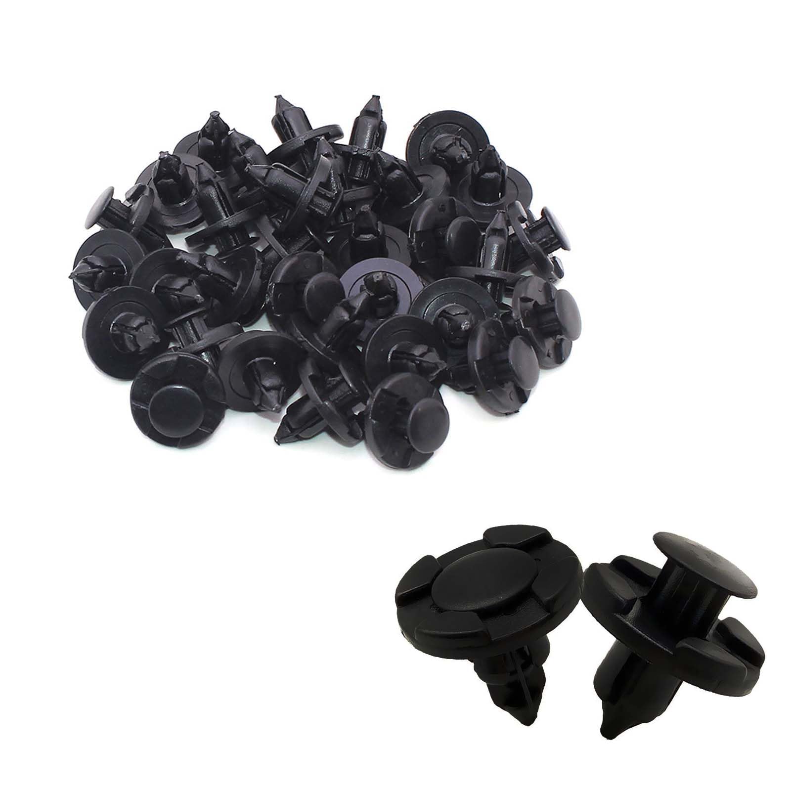 

HUIKKJP 100 шт. Автомобильные заклепки Диаметр отверстия 8 мм Выжимные заклепки Фиксирующий зажим Нейлон для Nissan, Honda, Mitsubishi, Suzuki, Daihatsu (черный) Hole diameter 8mm, rivet чёрный
