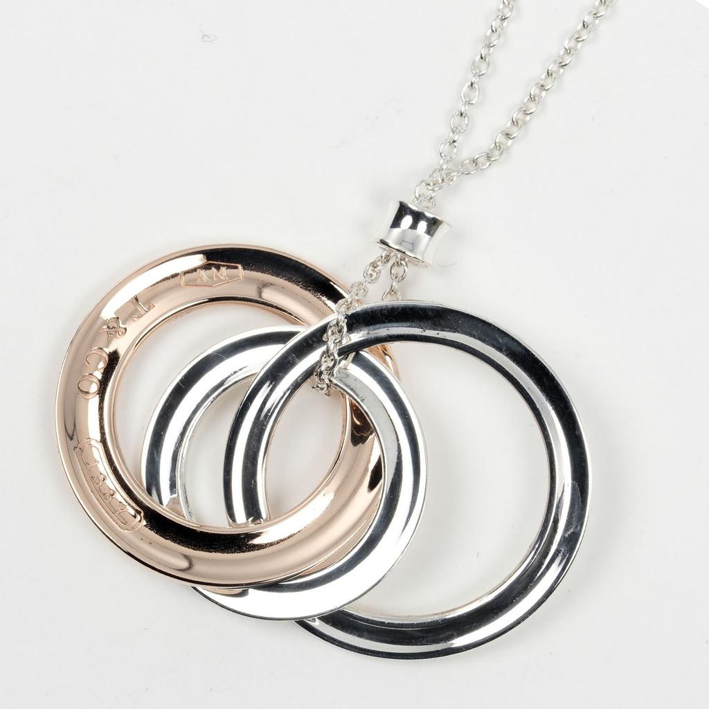 TIFFANY&Co. 1837 Interlocking Circle Necklace Silver925/Rubedo Metal 5.11g Women Used