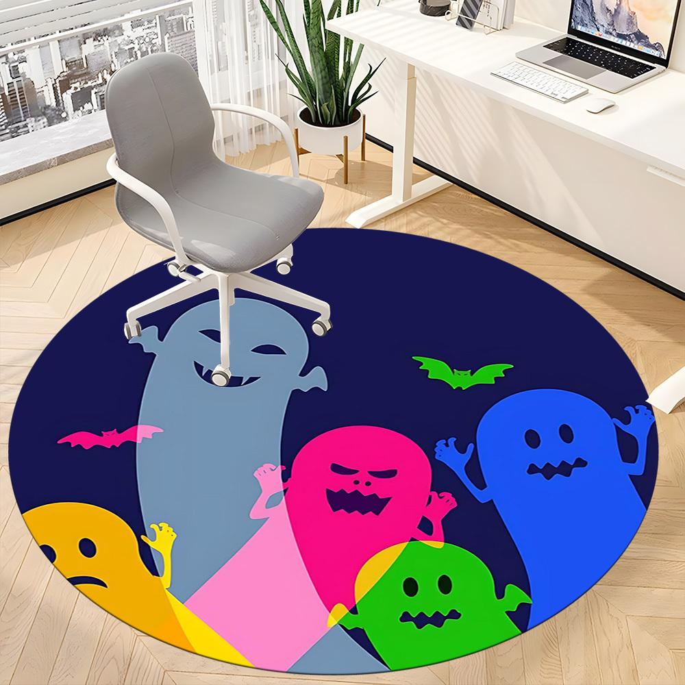 1PCGhost Halloween Office Round Area Rug,  Mat Suitable For Office, Under Office Chairs Bedroom Living Room Home Decor, Room Deco
