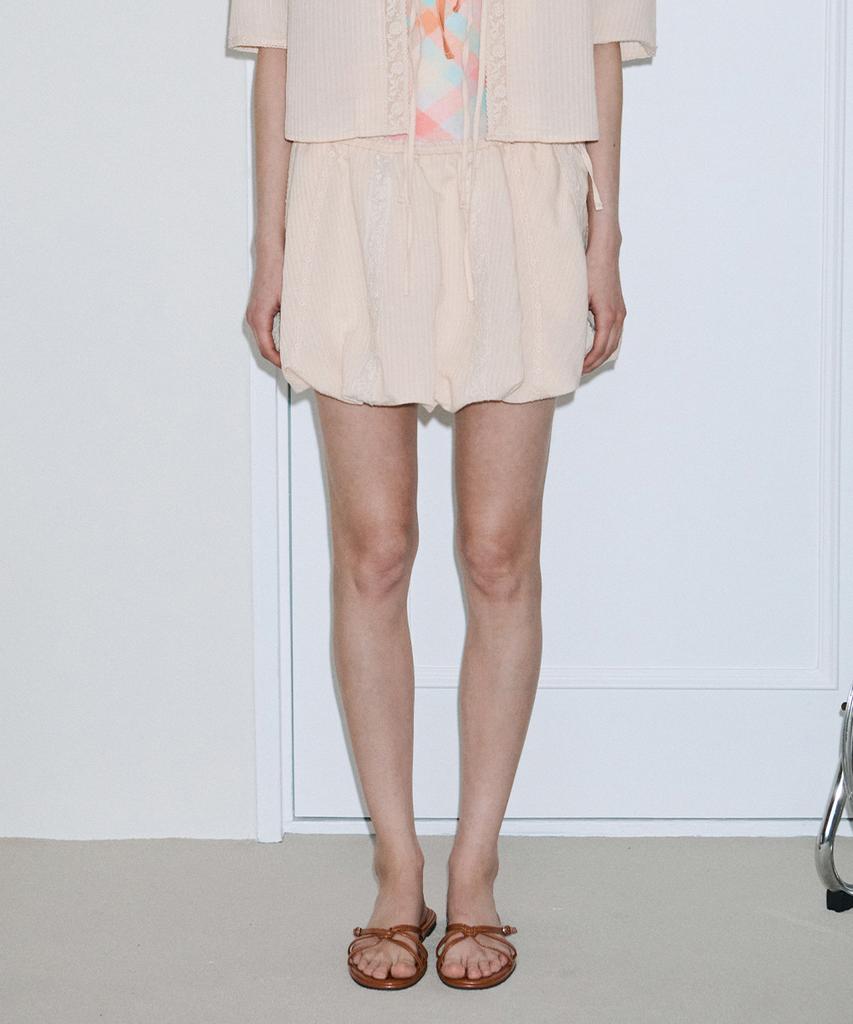 Sinun Lace Balloon Mini Skirt (Apricot)