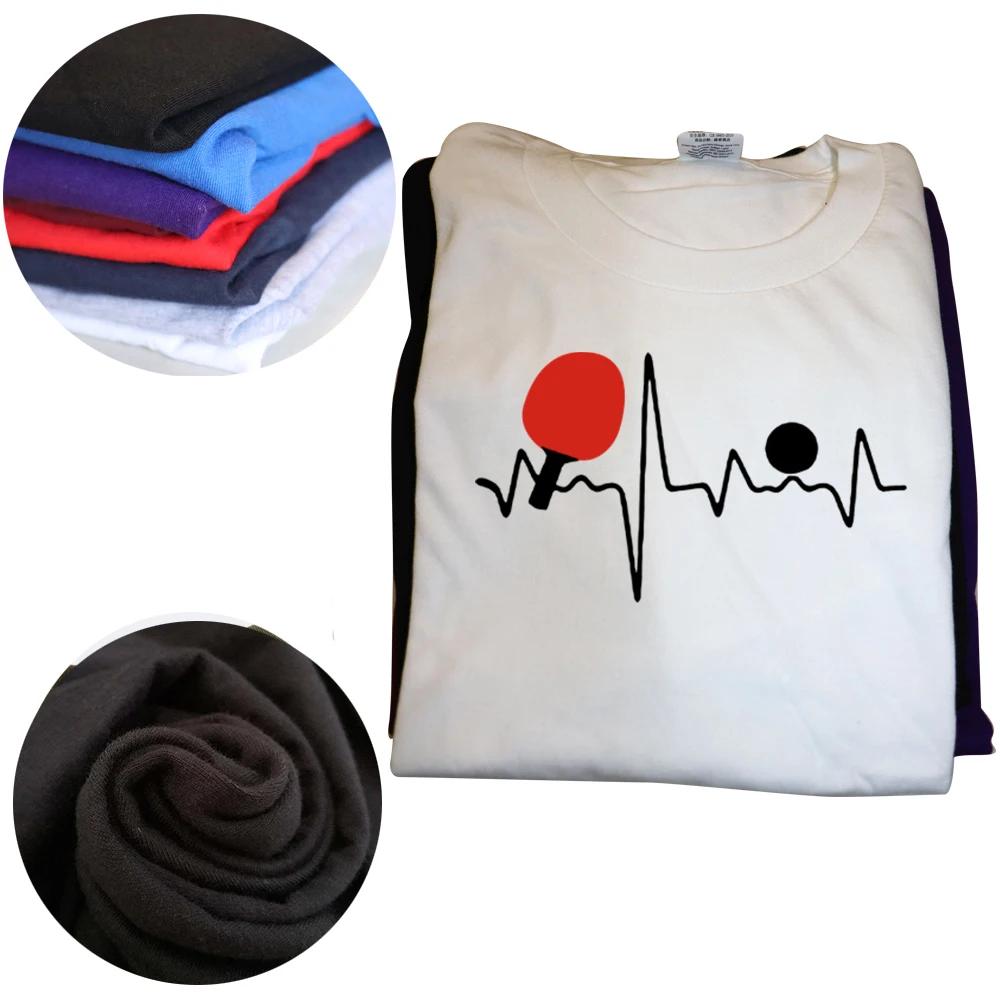 Lustige Tischtennis Herzschlag T-Shirts Grafik Baumwolle Streetwear Kurzarm O-Ausschnitt Harajuku Tischtennis T-Shirt Herrenbekleidung
