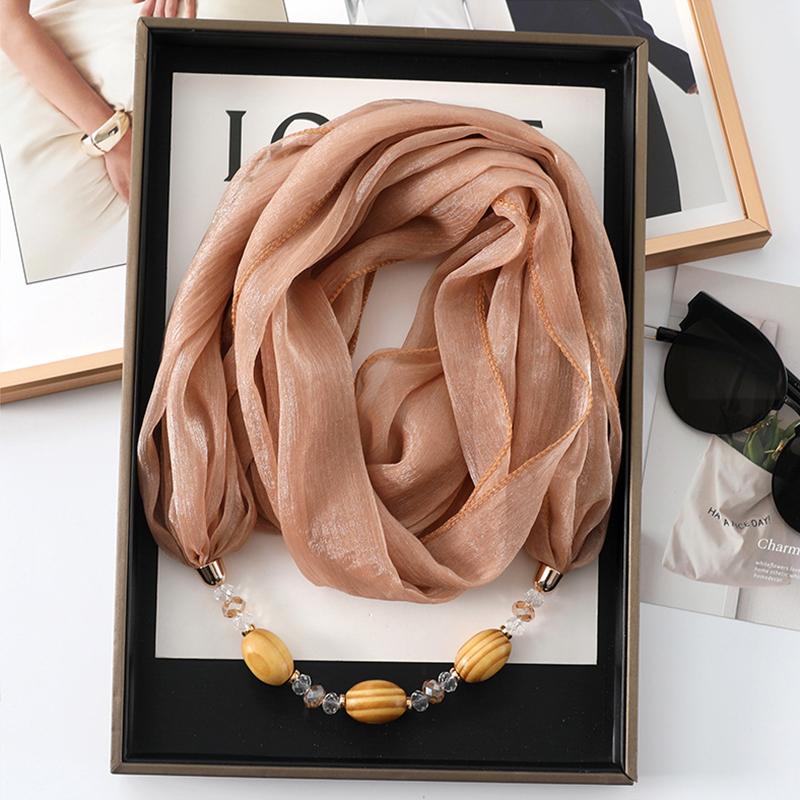 RUNMEIFA Solid color Jewelry Statement Necklace Pendant Scarf Women Bohemia Neckerchief Foulard Femme Accessories Hijab Stores